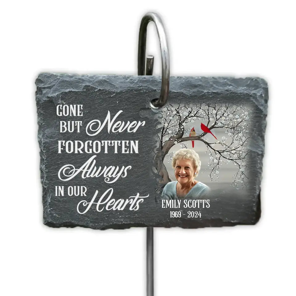 Gone But Never Forgotten Always In Our Hearts - Personalized Garden Slate, Memorial Gift