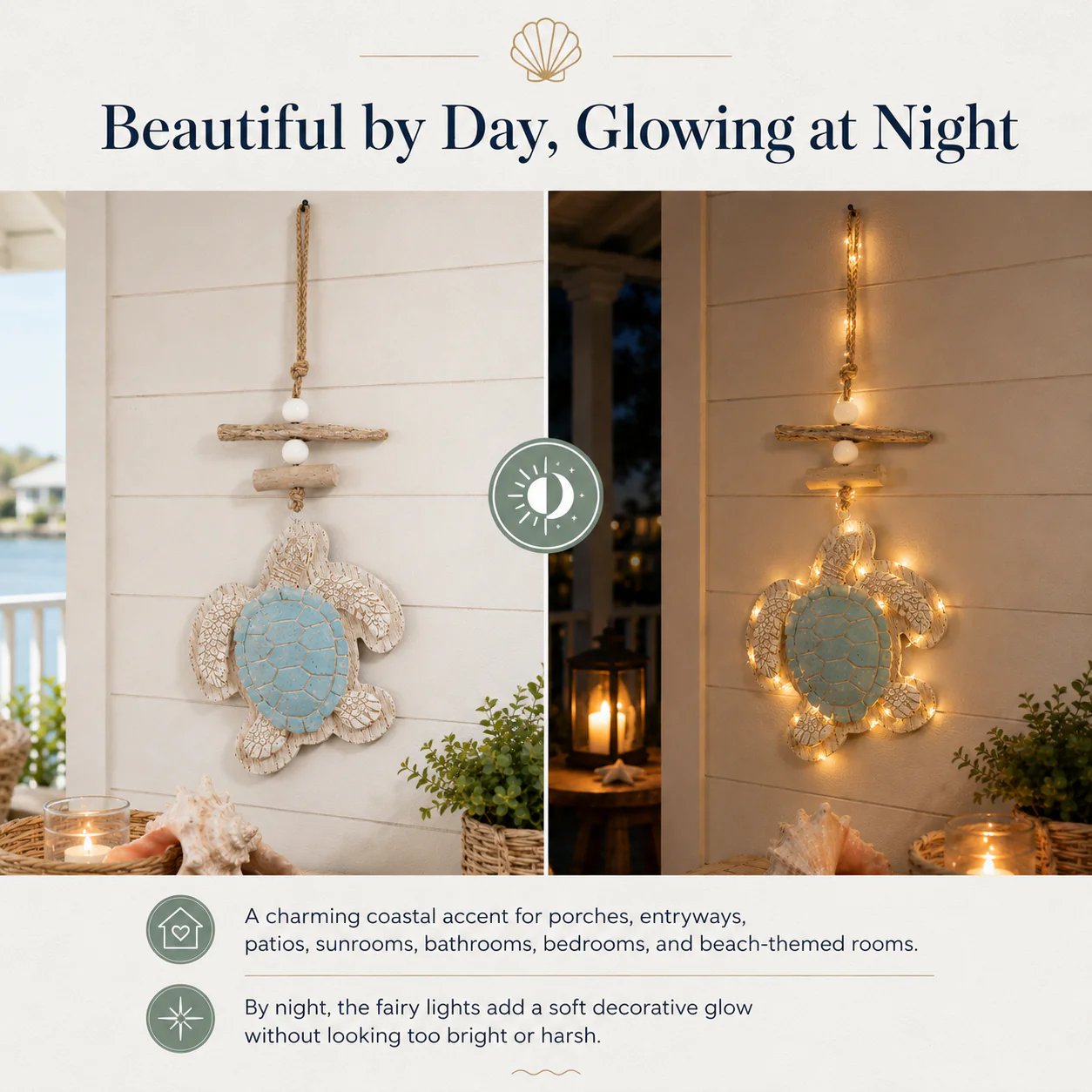 Glowing Coastal Sea Turtle Wall Art