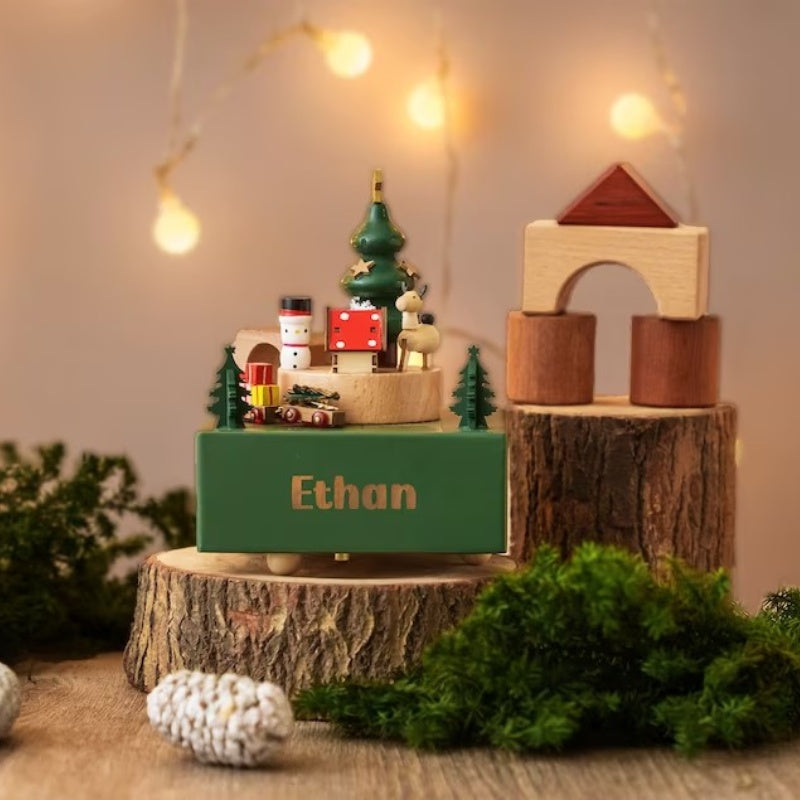 Personalized Wooden Train Music Box