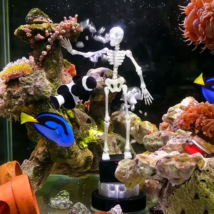 Dancing Skeleton Bubble Aquarium Ornament