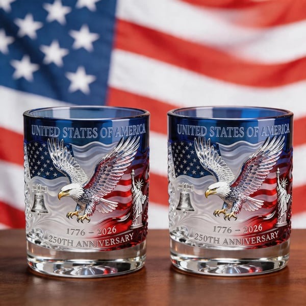USA 250th Anniversary Whiskey Glass