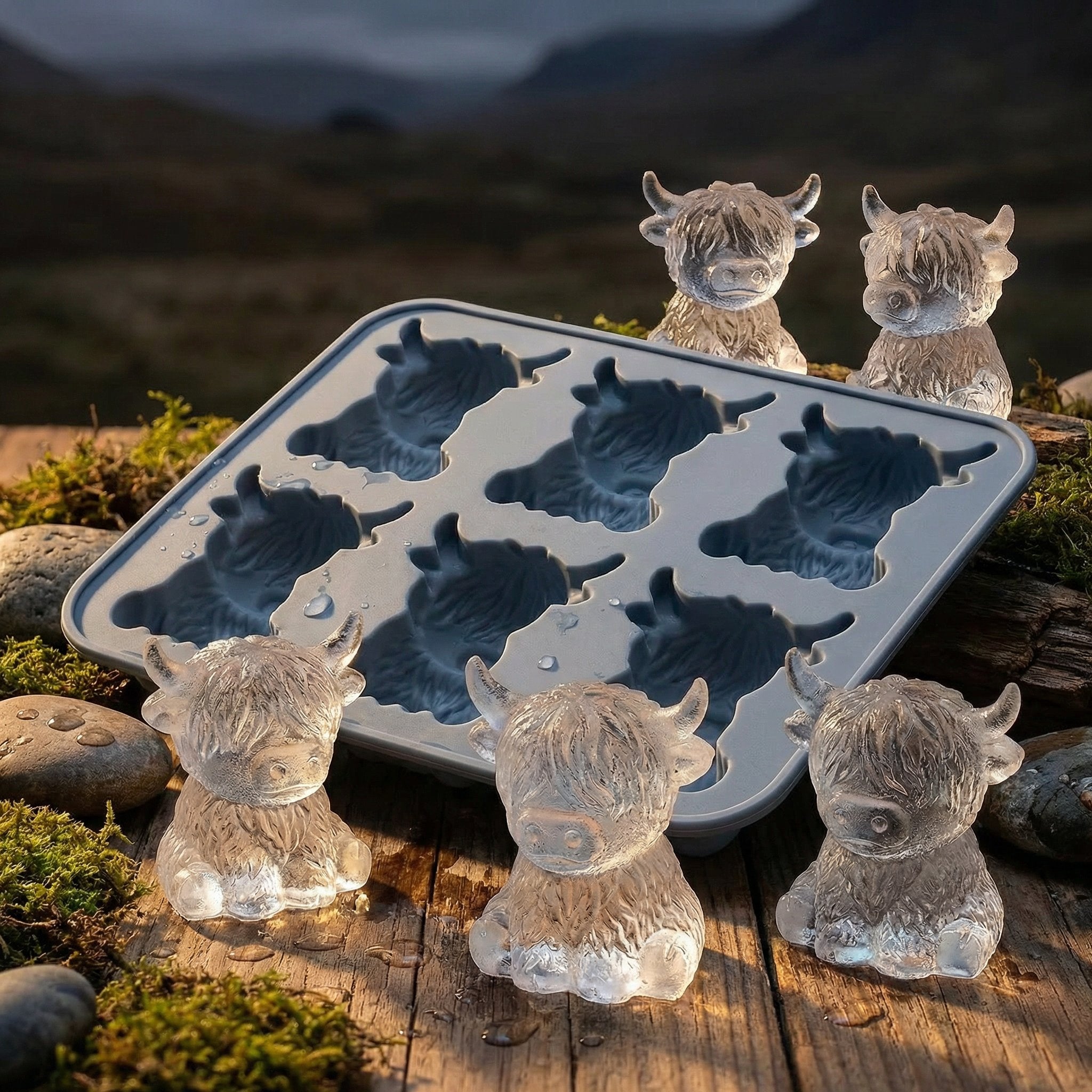 Mini Highland Cow Ice Cube & Dessert Mold Cute 3D Ice for Drinks