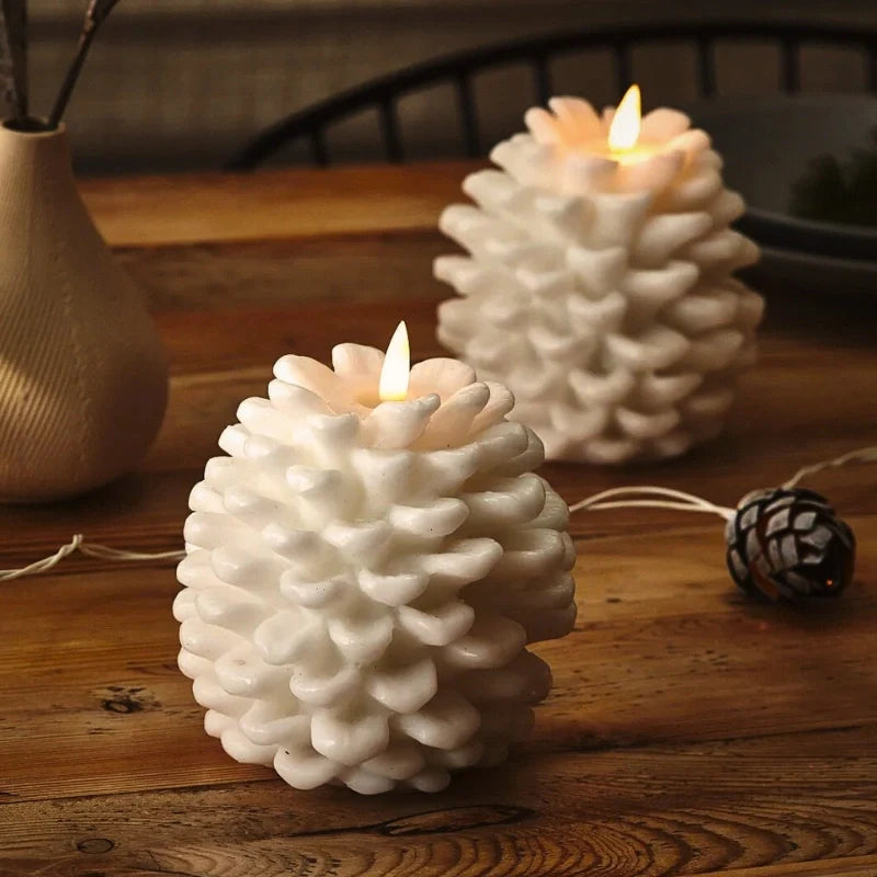 Flameless Pinecone Candles