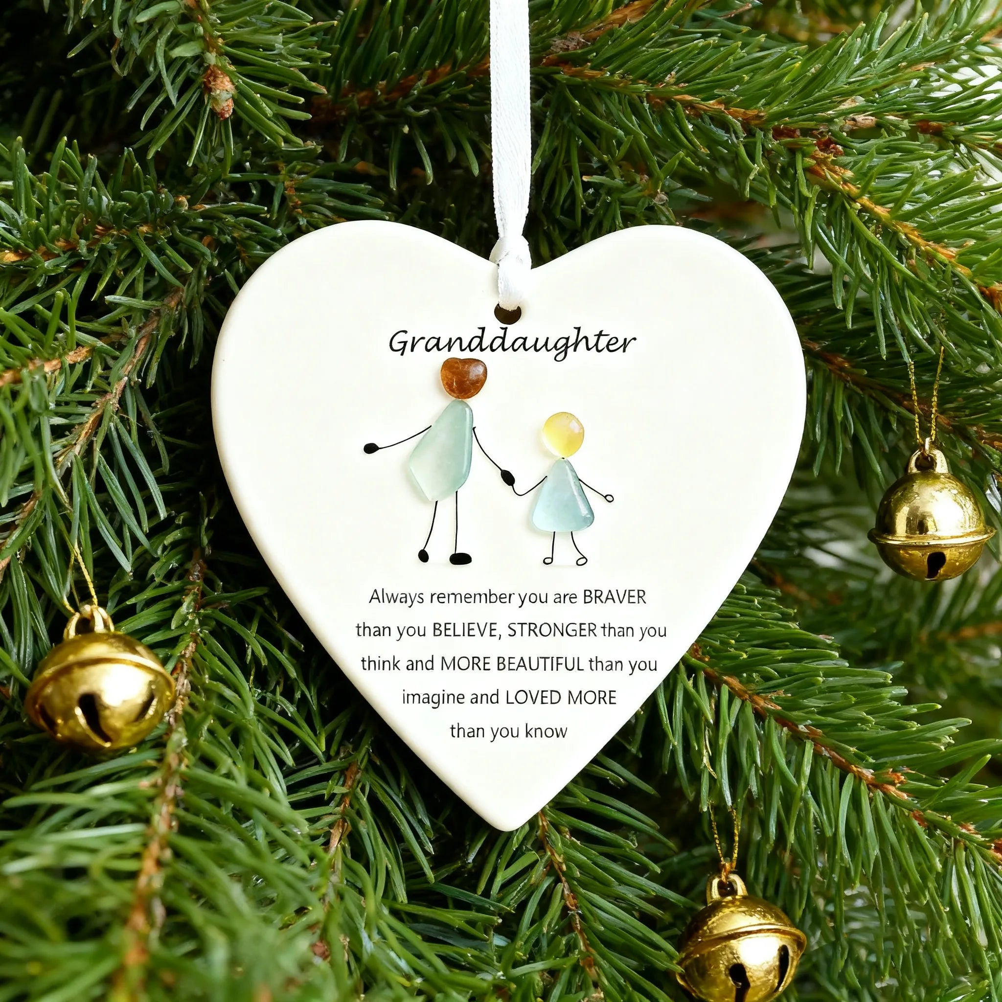 To My Granddaughter Sea Glass Heart Ornament