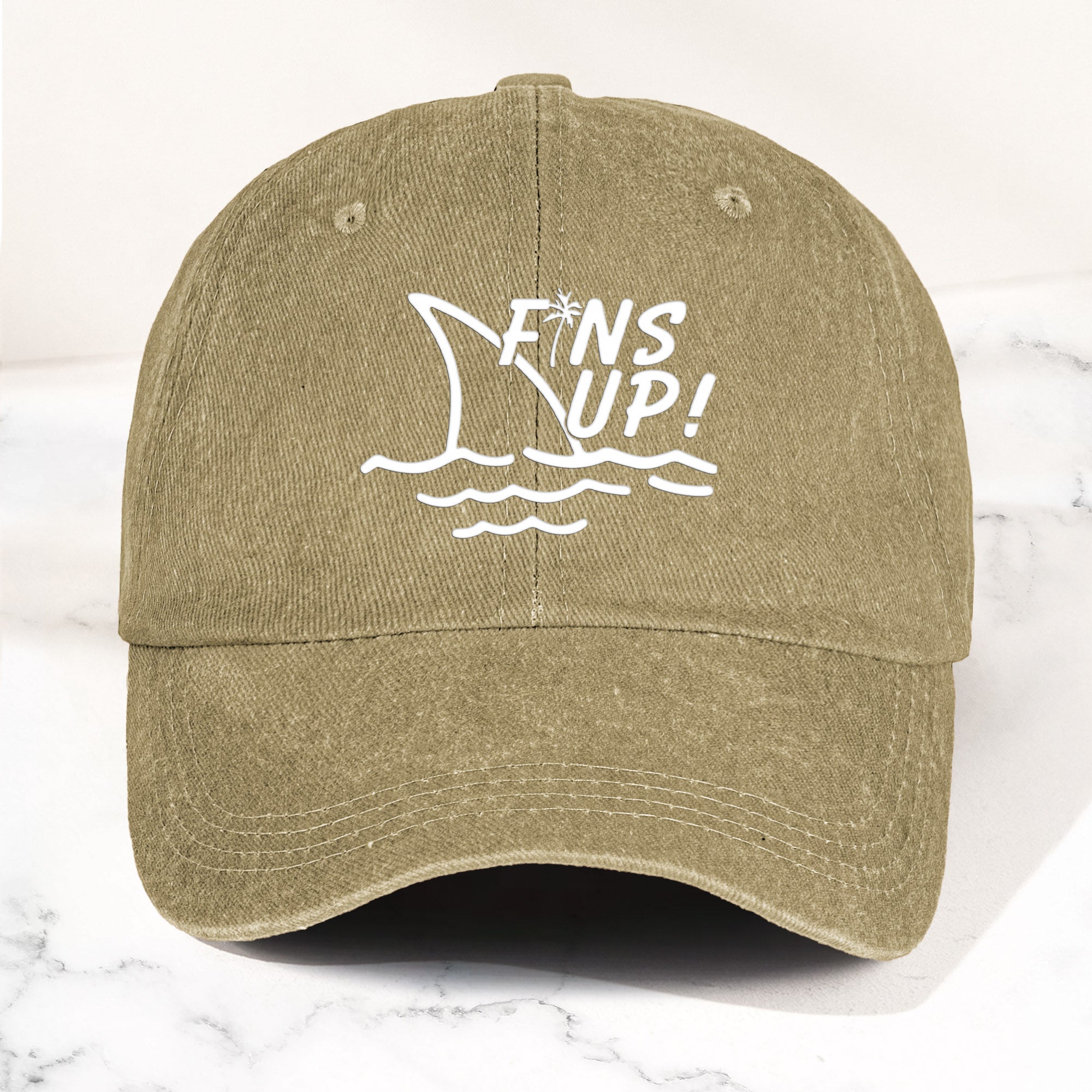 Jimmy Buffett Denim Dad Cap – Fins Up Margaritaville Beach Vibes Hat