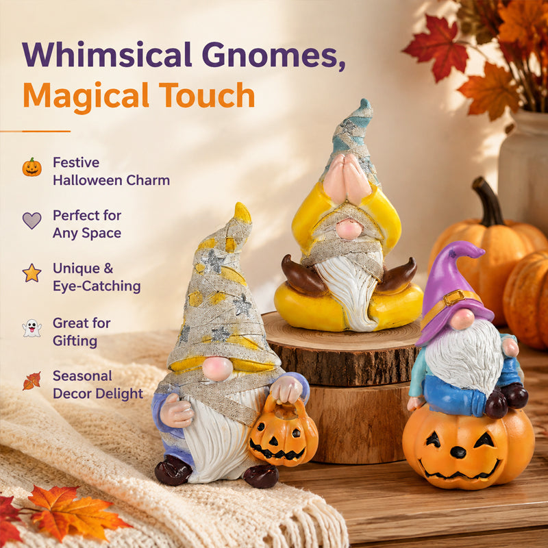 Dual-Season Gnome Figurine Set Halloween & Christmas Decor