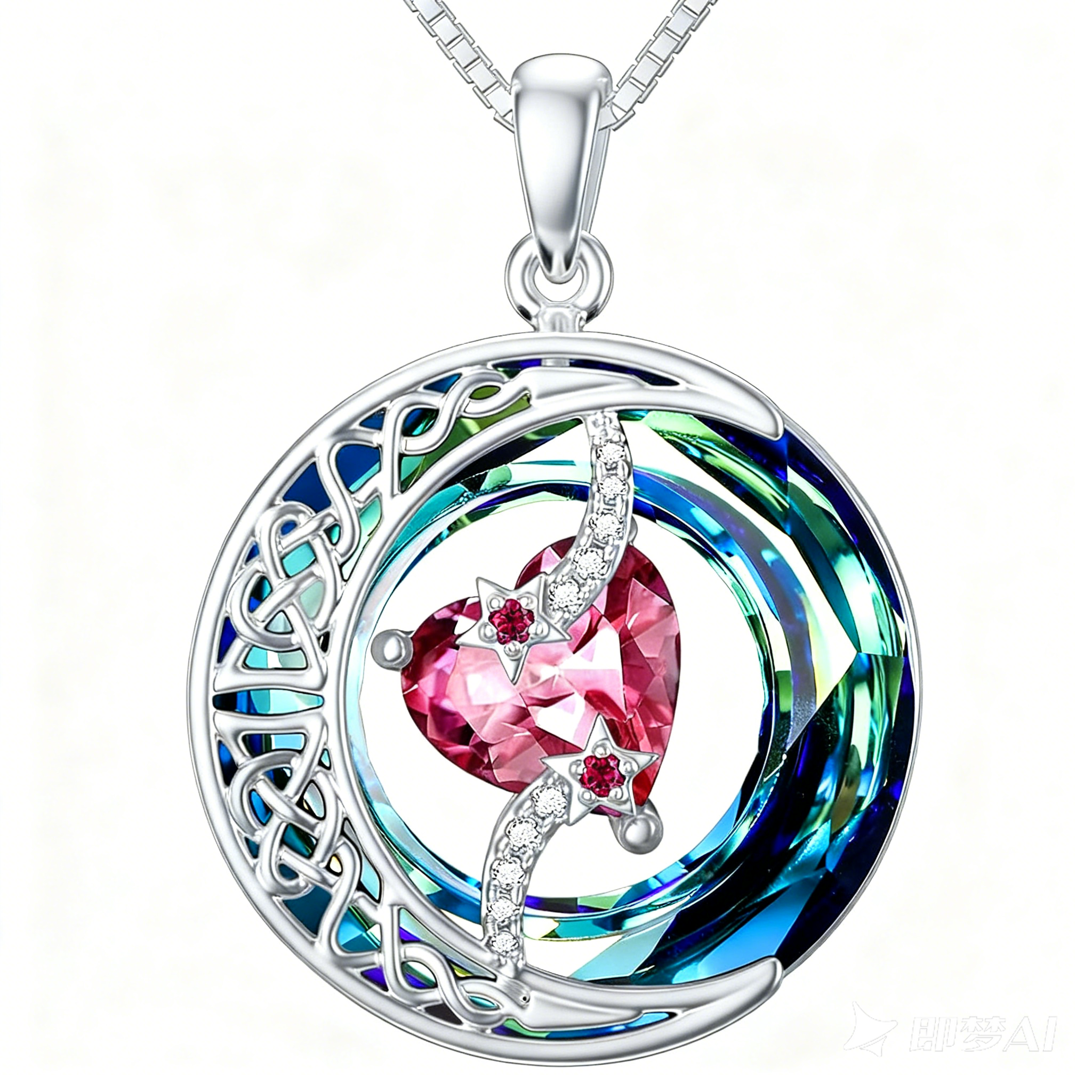 Collier Pierre de Naissance Pendentif Lune et Étoile Bijoux Lune