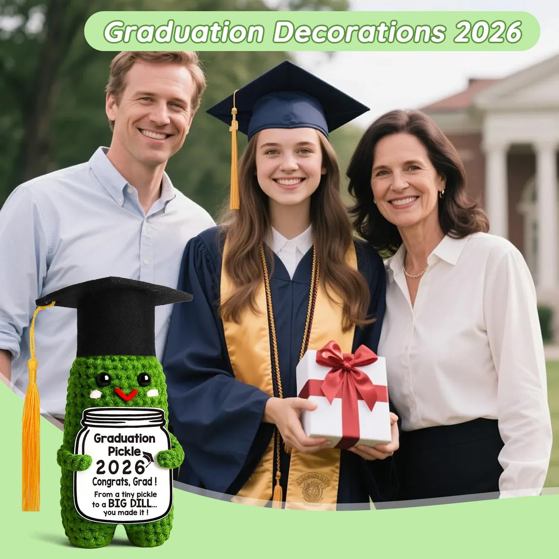Graduation Decorations 2026 Pickle Funny Handmade Crochet Grad Gifts