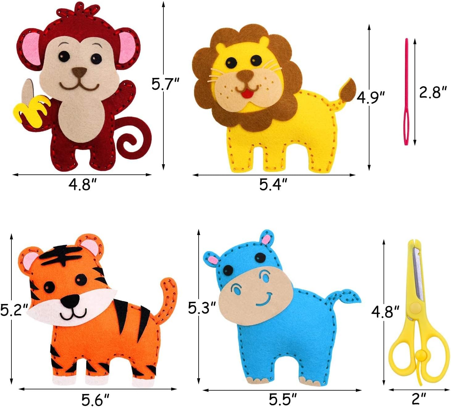Jungle Animals Sewing Kit Zoo Felt Animal DIY Crafts