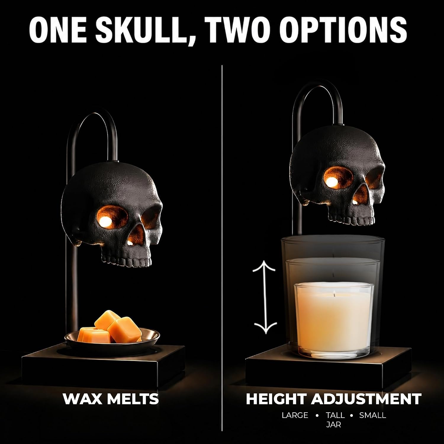 Gothic Skull Candle Warmer Lamp with Timer & Dimmable Heat