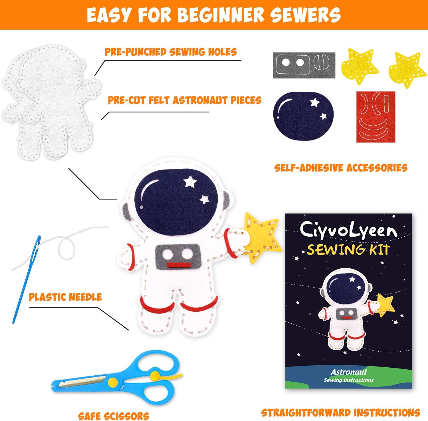 Space Sewing Kit for Kids Solar System DIY Activity Kids Felt Craft Supplies