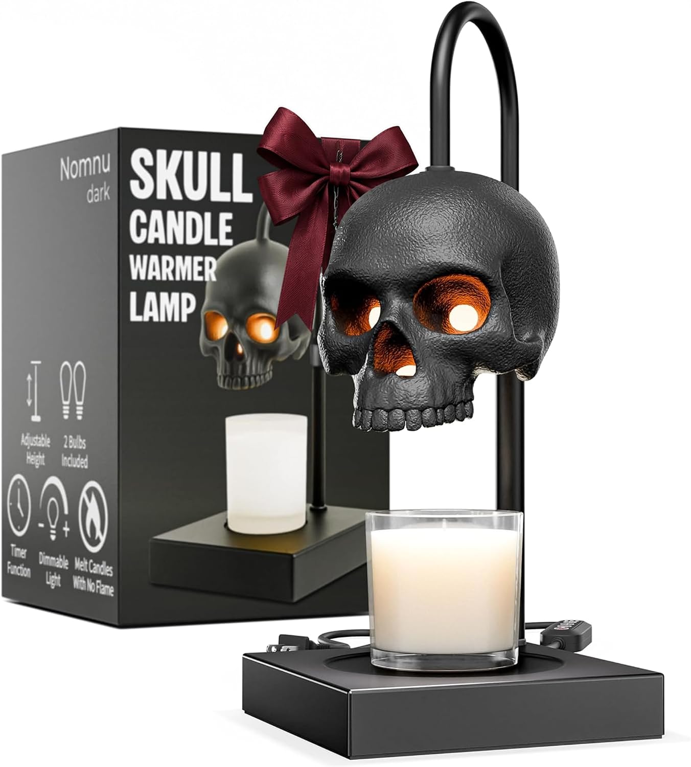 Gothic Skull Candle Warmer Lamp with Timer & Dimmable Heat