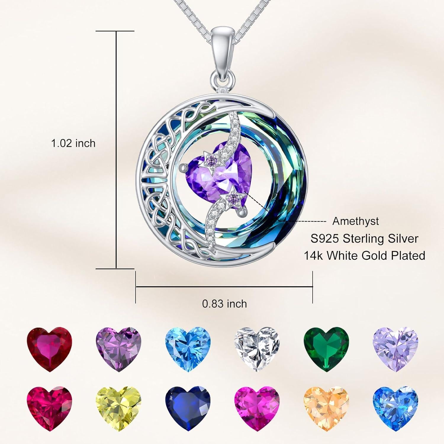Collier Pierre de Naissance Pendentif Lune et Étoile Bijoux Lune