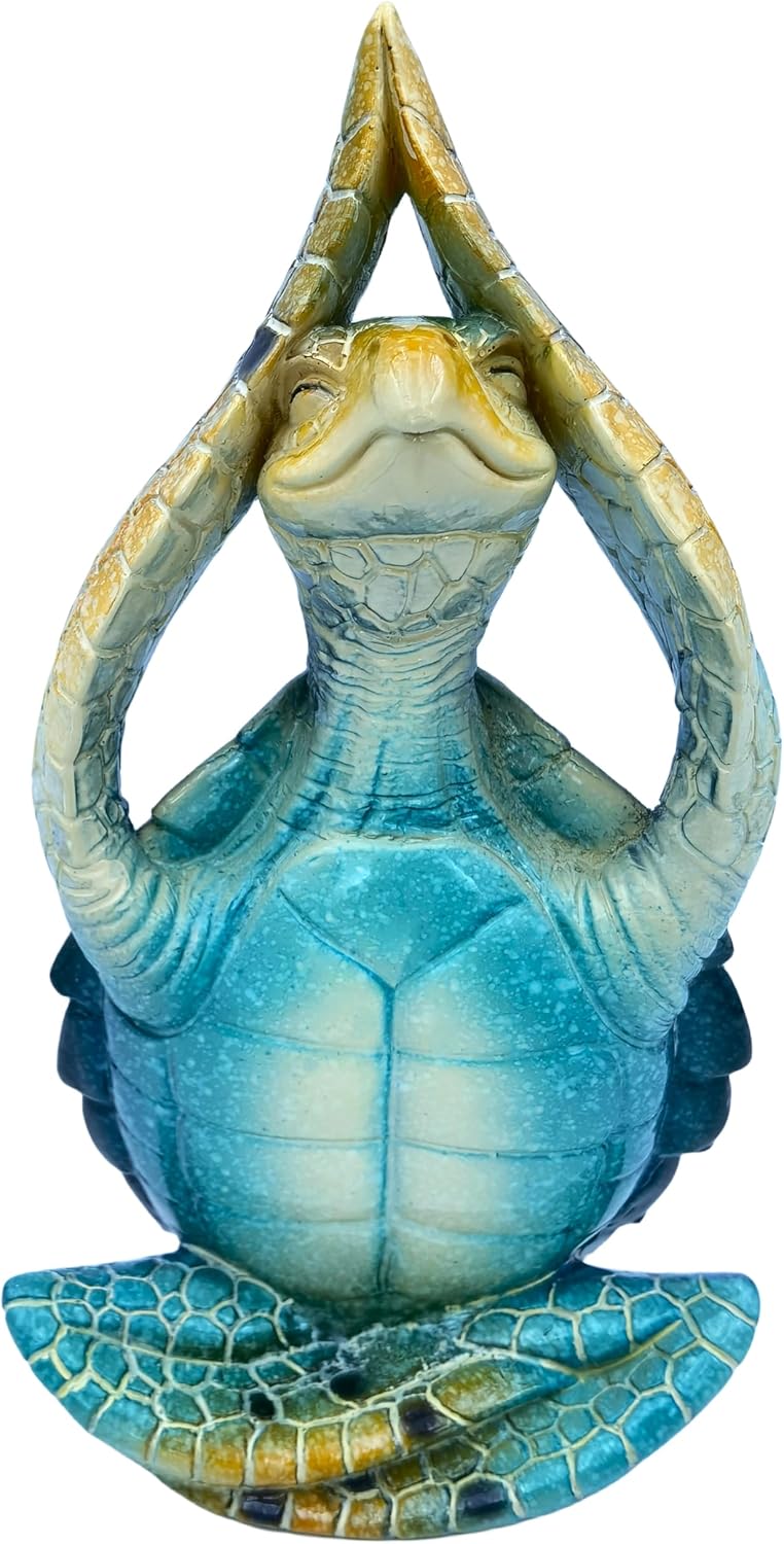 Décoration de yoga méditation tortue de mer, figurine de jardin tortue de mer méditant décorations de plage côtières