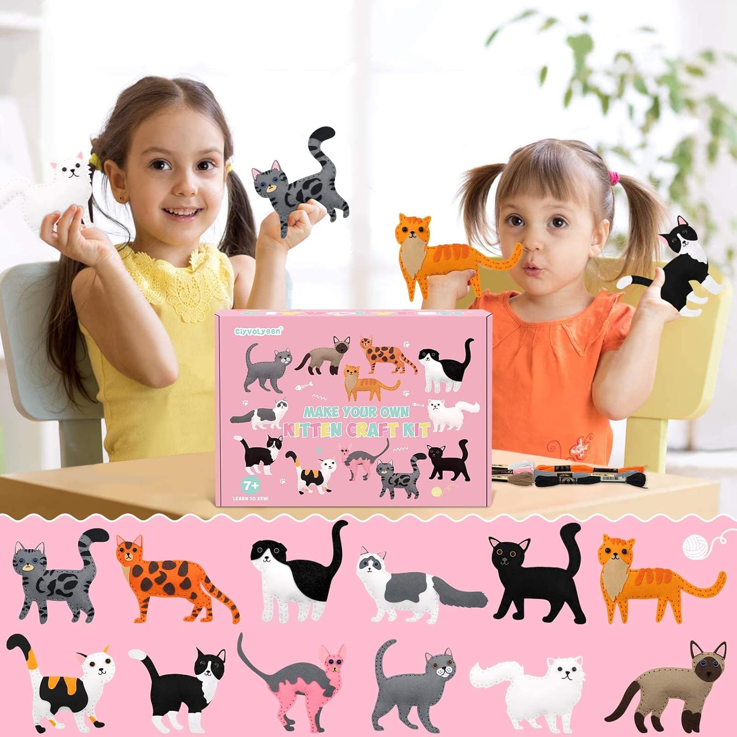 Kitten Craft Kit Kids DIY Crafting and Sewing Set