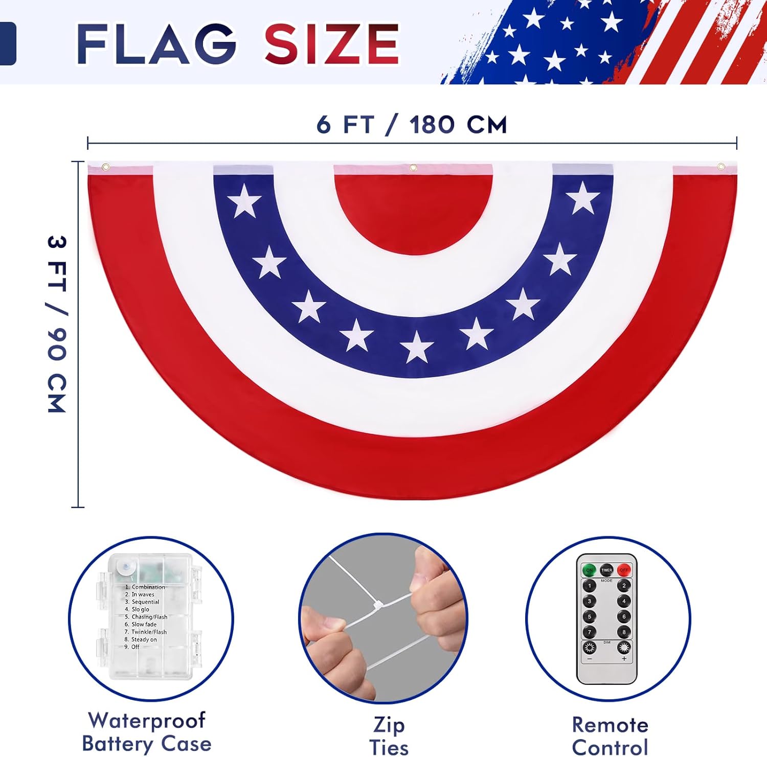 250th Anniversary American Commemorative Flag with LED Lights