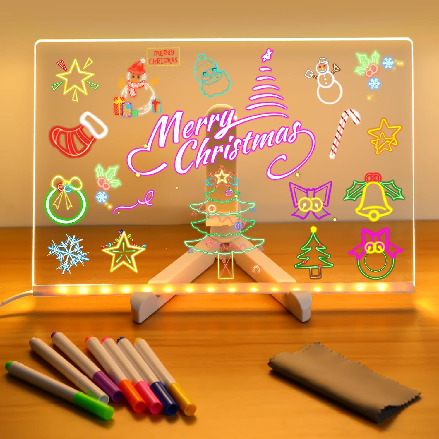 LED Acrylic Message Board Colorful Writable Table Lamp