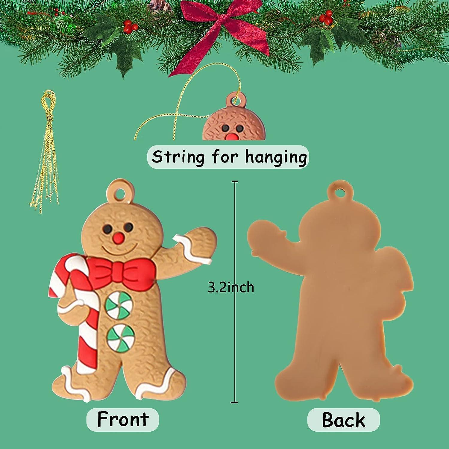 12 Ornements bonhomme en pain d'épices pour sapin de Noël, figurines assorties en plastique pour sapin de Noël