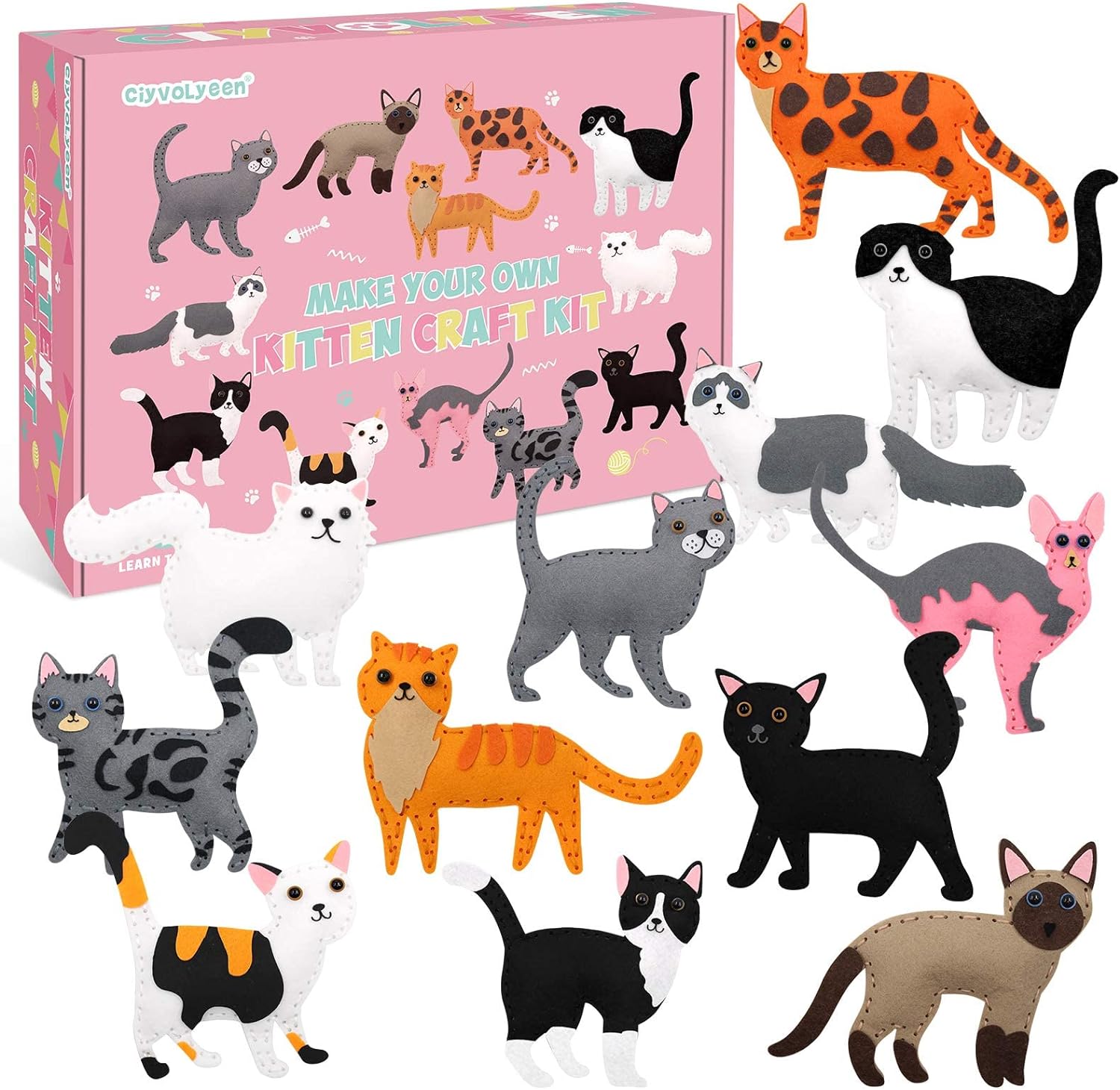 Kitten Craft Kit Kids DIY Crafting and Sewing Set
