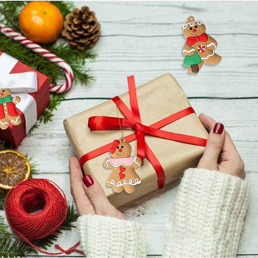 12 Ornements bonhomme en pain d'épices pour sapin de Noël, figurines assorties en plastique pour sapin de Noël