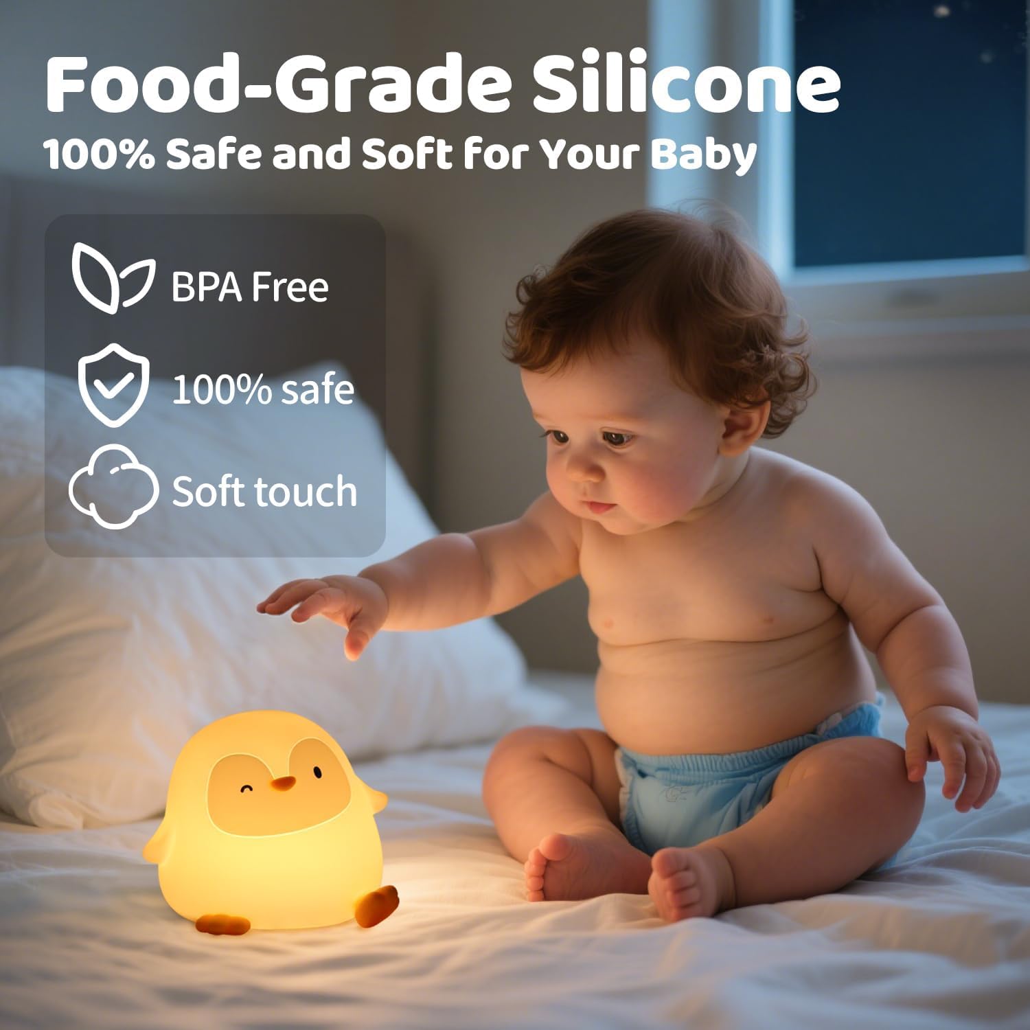 Penguin Silicone Night Light for Kids