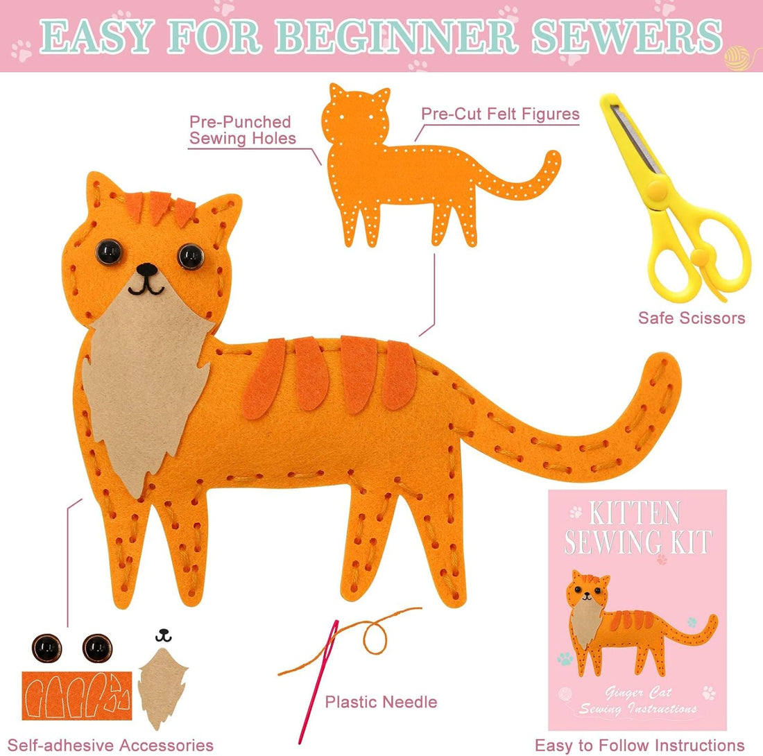 Kitten Craft Kit Kids DIY Crafting and Sewing Set