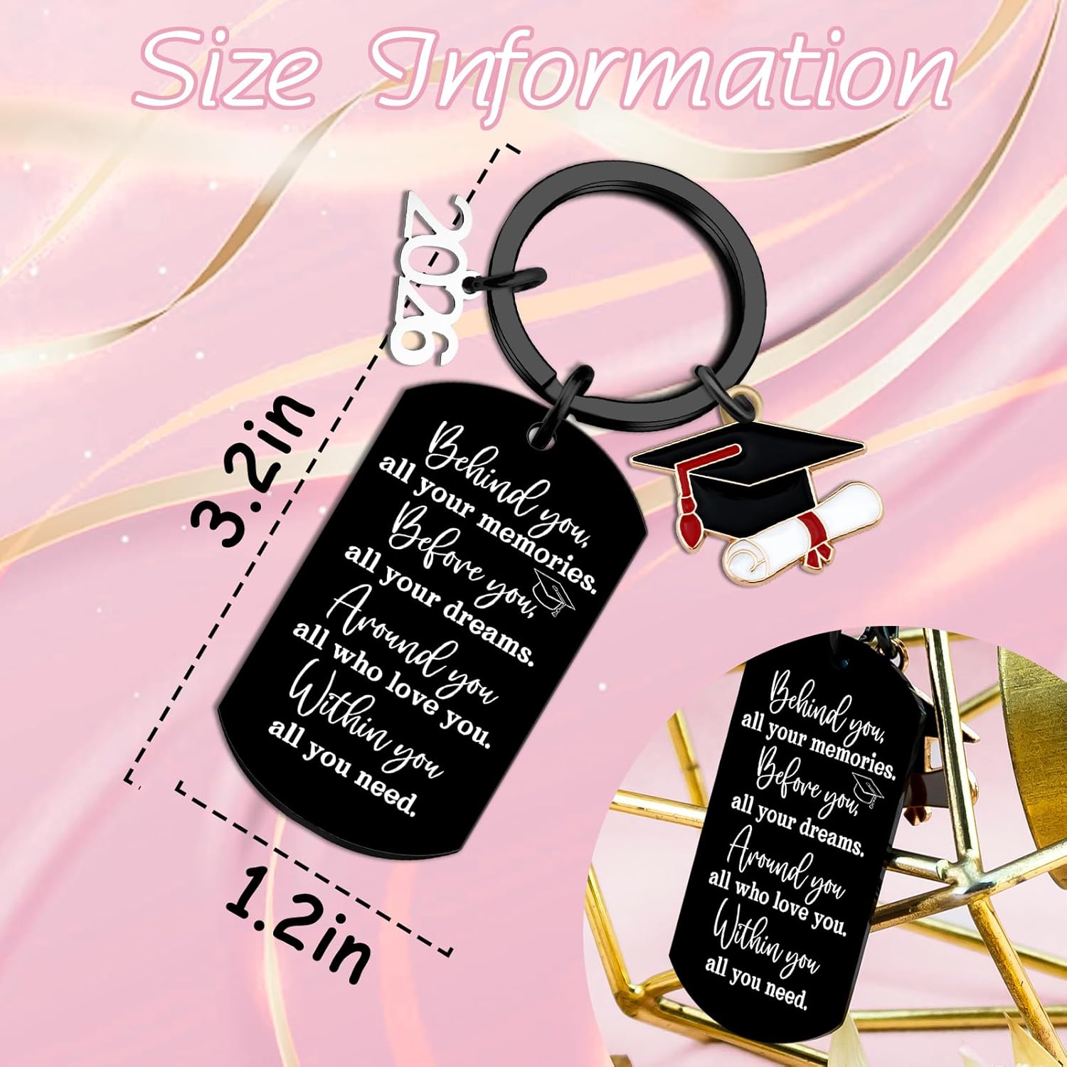 Cadeau Porte-clés Diplômé 2026 – Souvenir Inspirant pour Lui et Elle