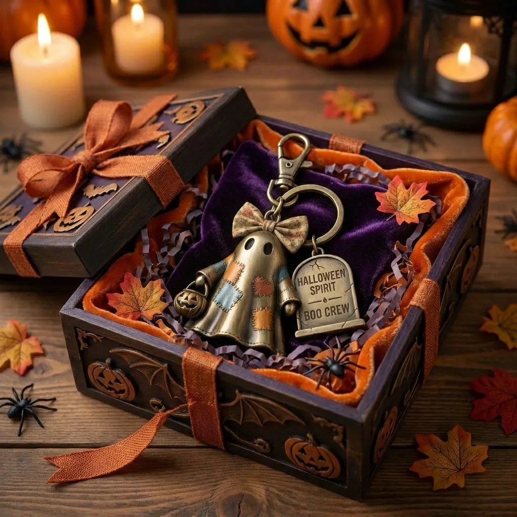 Halloween Spirit Boo Crew Ghost Keychain