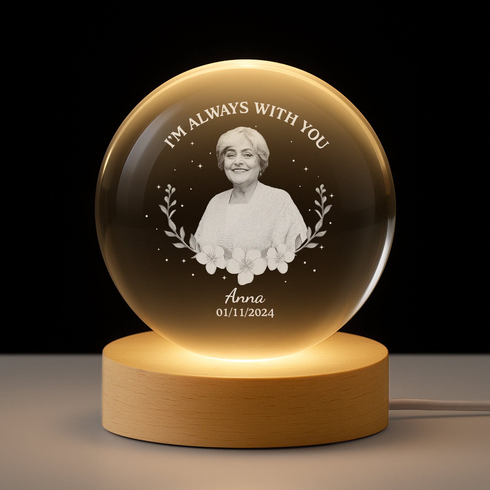 Personalized Globe Lamp Photo Keepsake, I'm Always With You