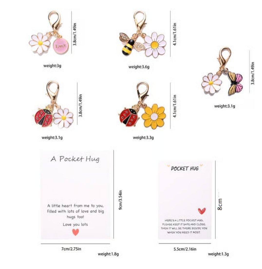 Fabriqués à la main – 20 ensembles de petits cadeaux câlins (papillon, coccinelle, fleur, abeille)