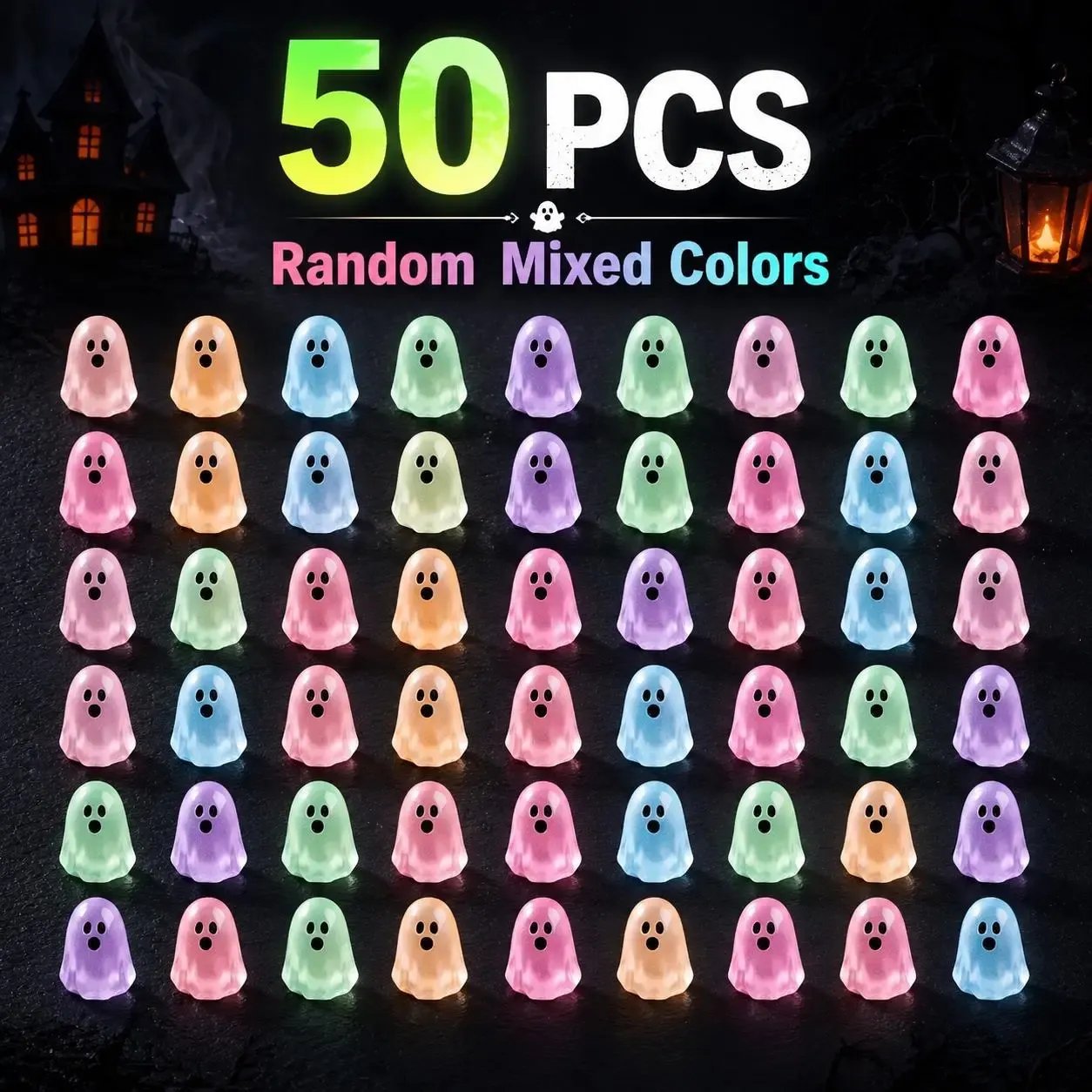 Glow-in-the-Dark Cute Ghost Resin Bead Set