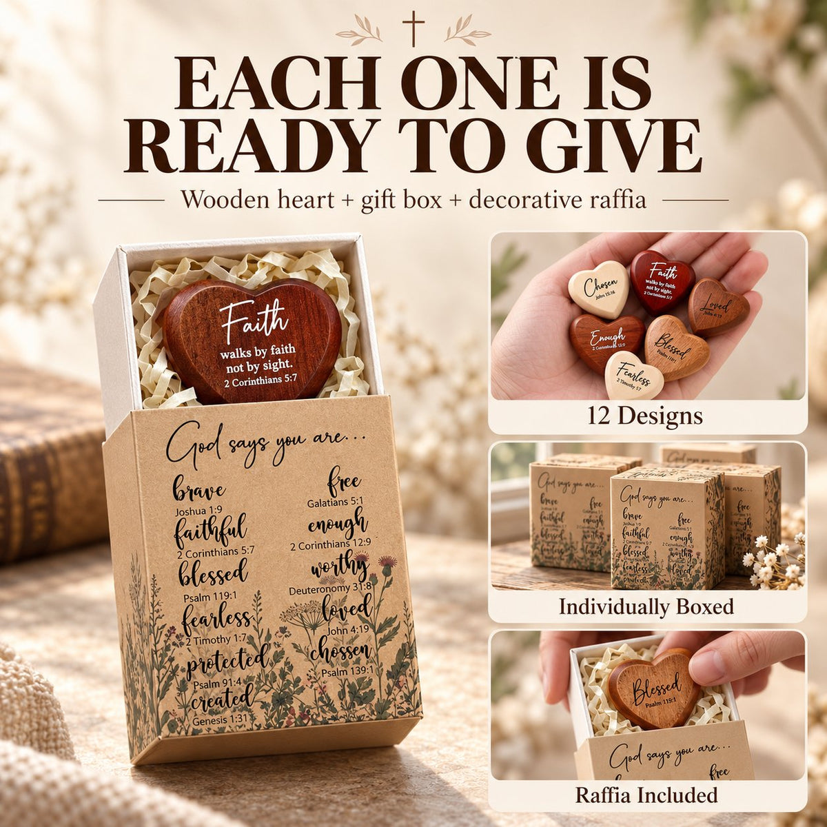Christian Pocket Hearts Gift Set – 12 Faith-Filled Keepsakes