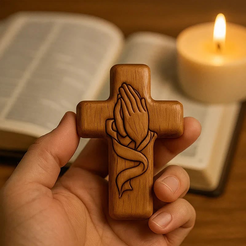 Ensemble cadeau classique de croix de prière de poche en bois : un symbole de paix précieux