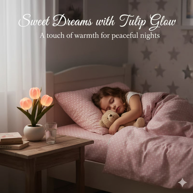 🌷LED Night Light – Tulip Design with Vase