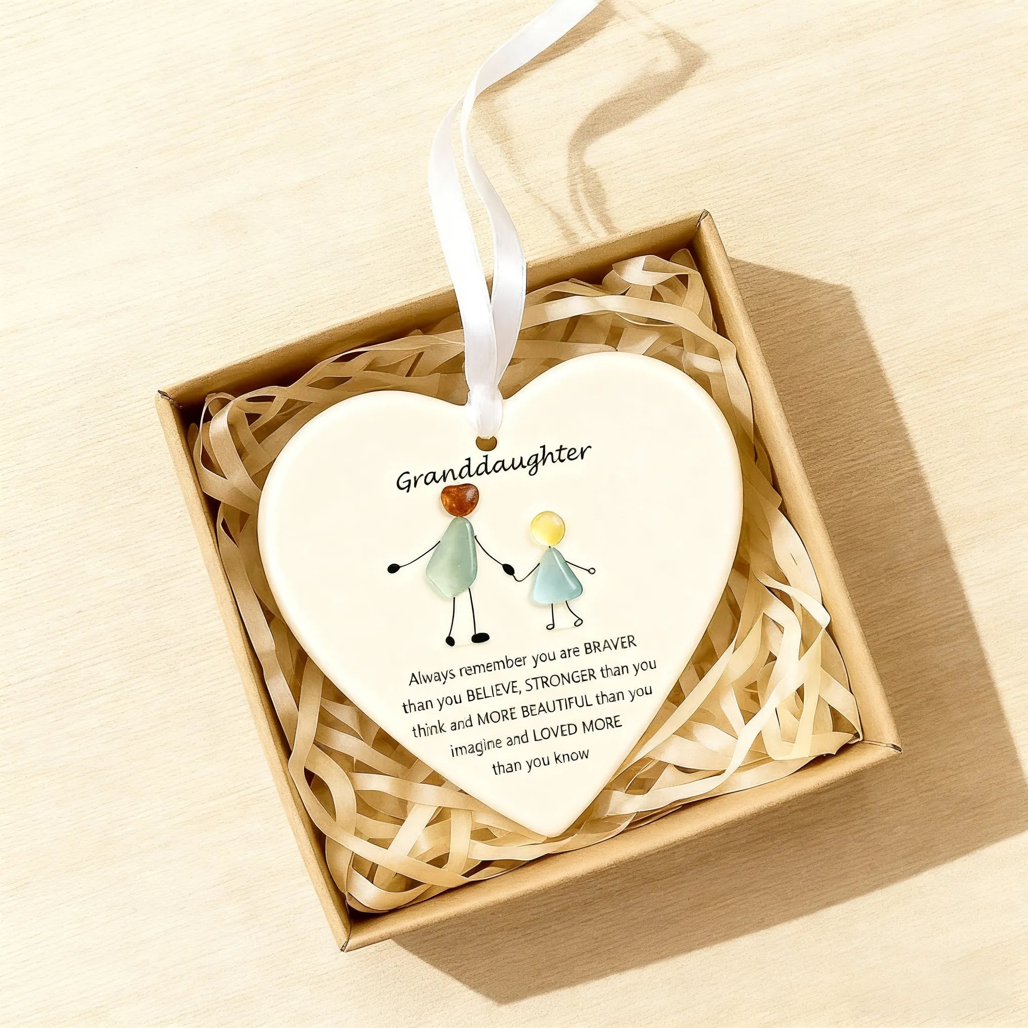 To My Granddaughter Sea Glass Heart Ornament