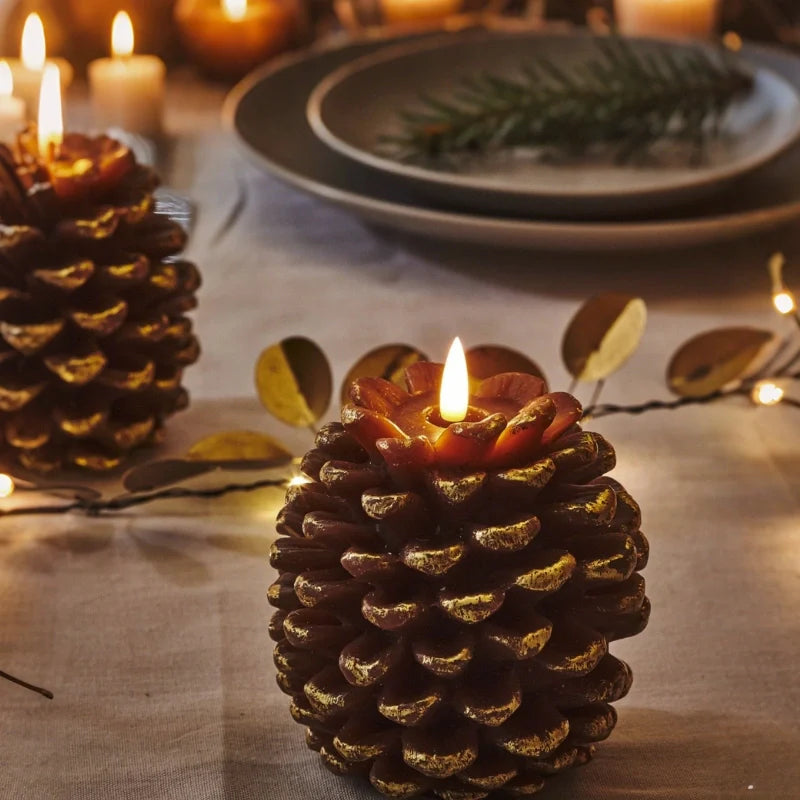 Flameless Pinecone Candles