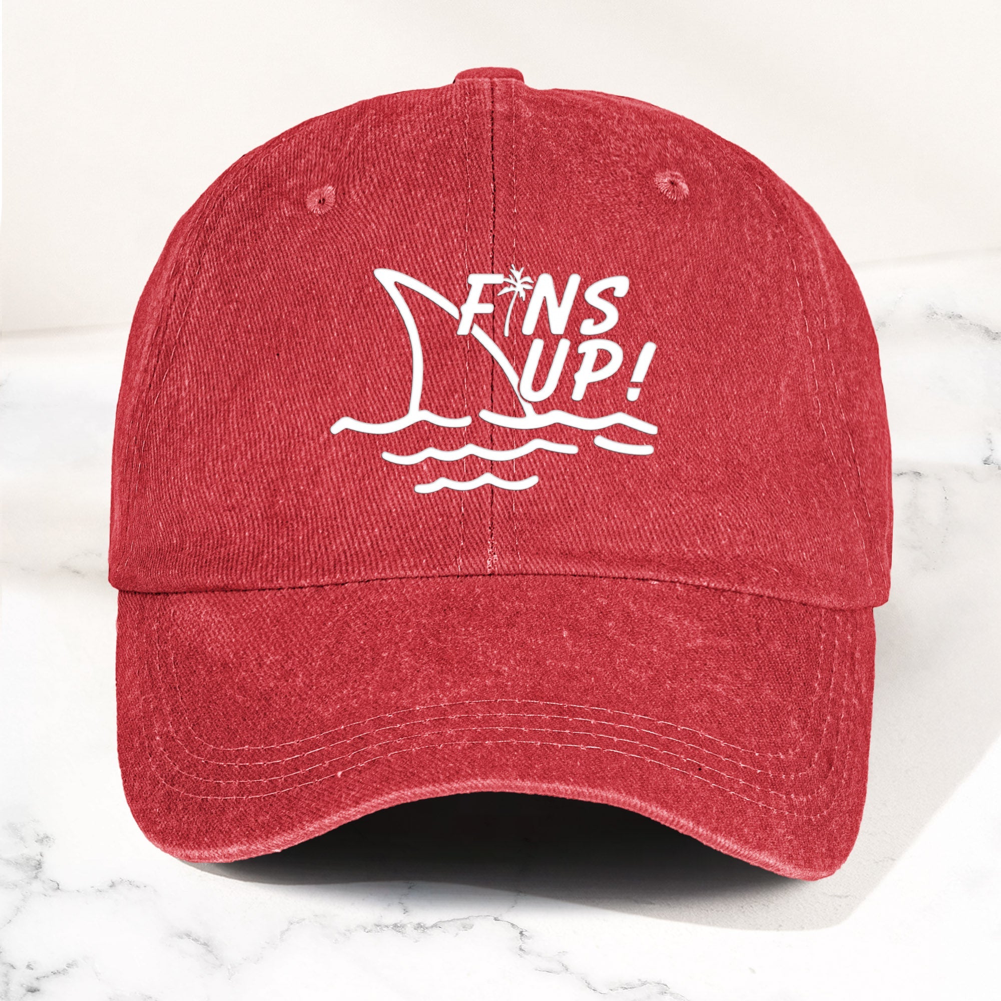 Jimmy Buffett Denim Dad Cap – Fins Up Margaritaville Beach Vibes Hat
