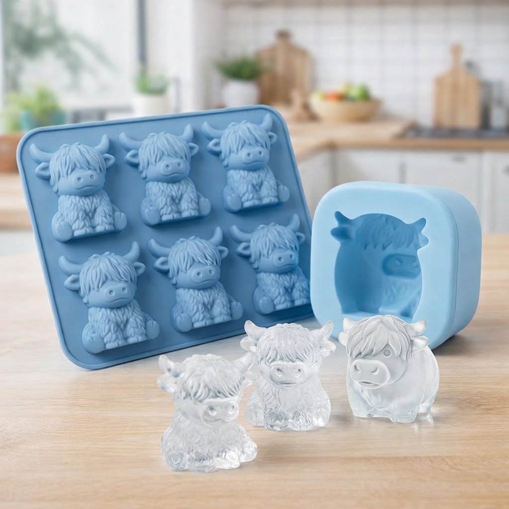 Mini Highland Cow Ice Cube & Dessert Mold Cute 3D Ice for Drinks