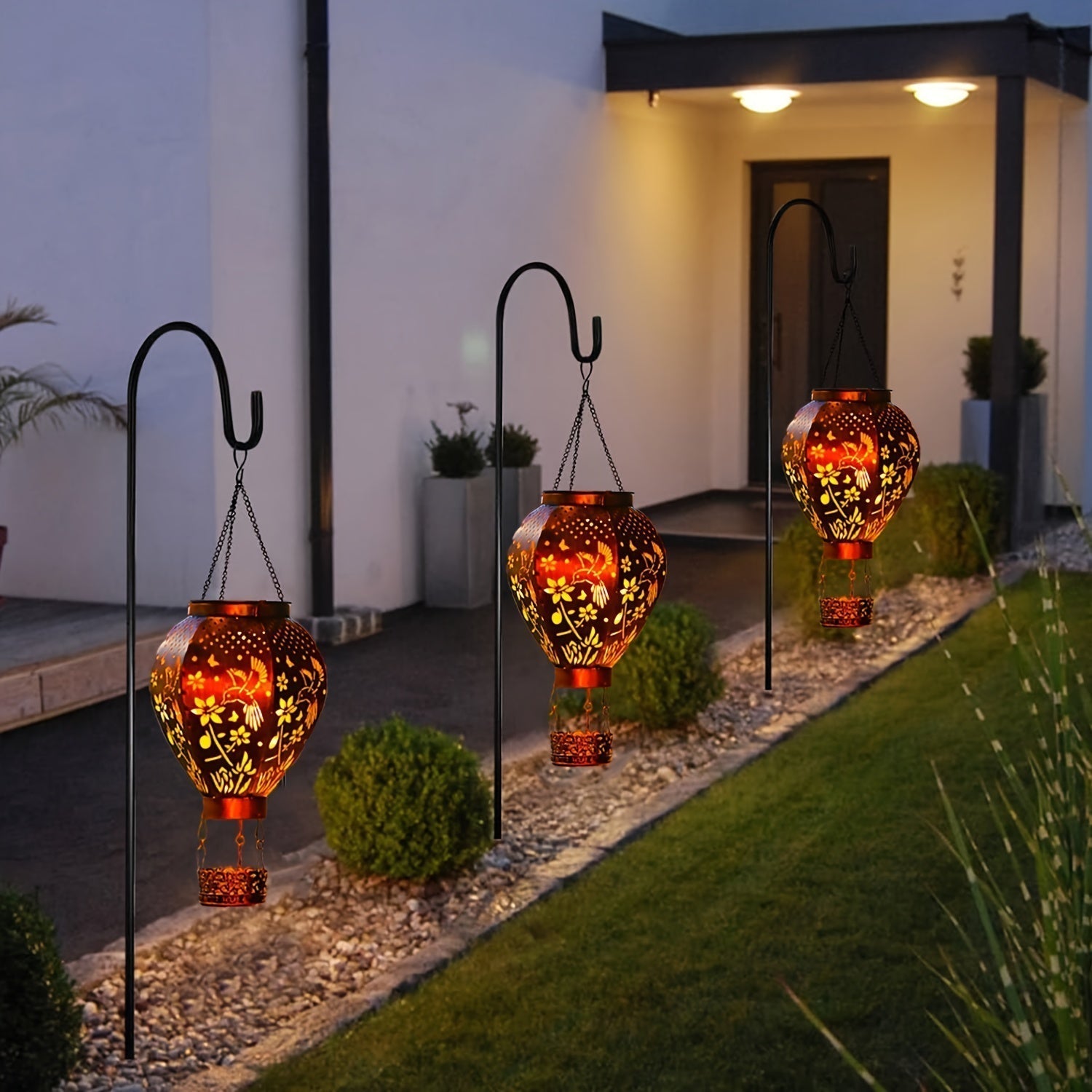 Solar Hot Air Balloon Lantern – Outdoor Garden Decor with Auto-On LED Light