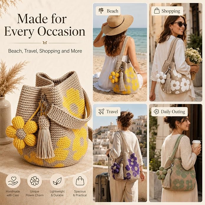 Handmade Floral Crochet Bag – Boho Purse