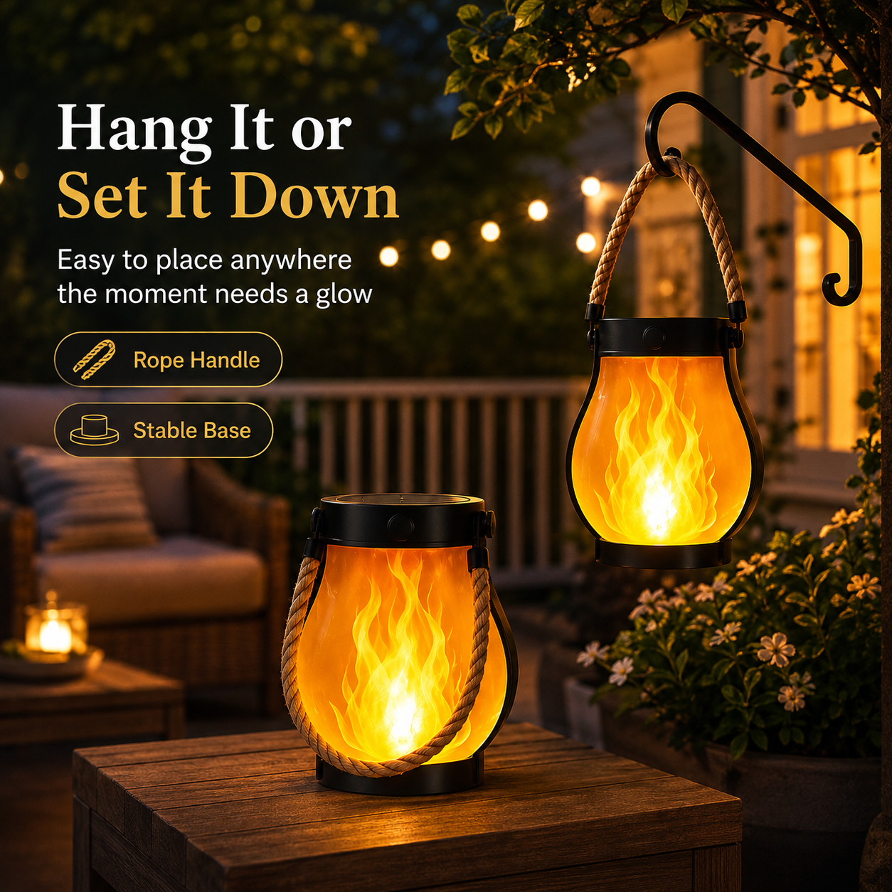 2-Pack – Solar Flickering Flame Lanterns