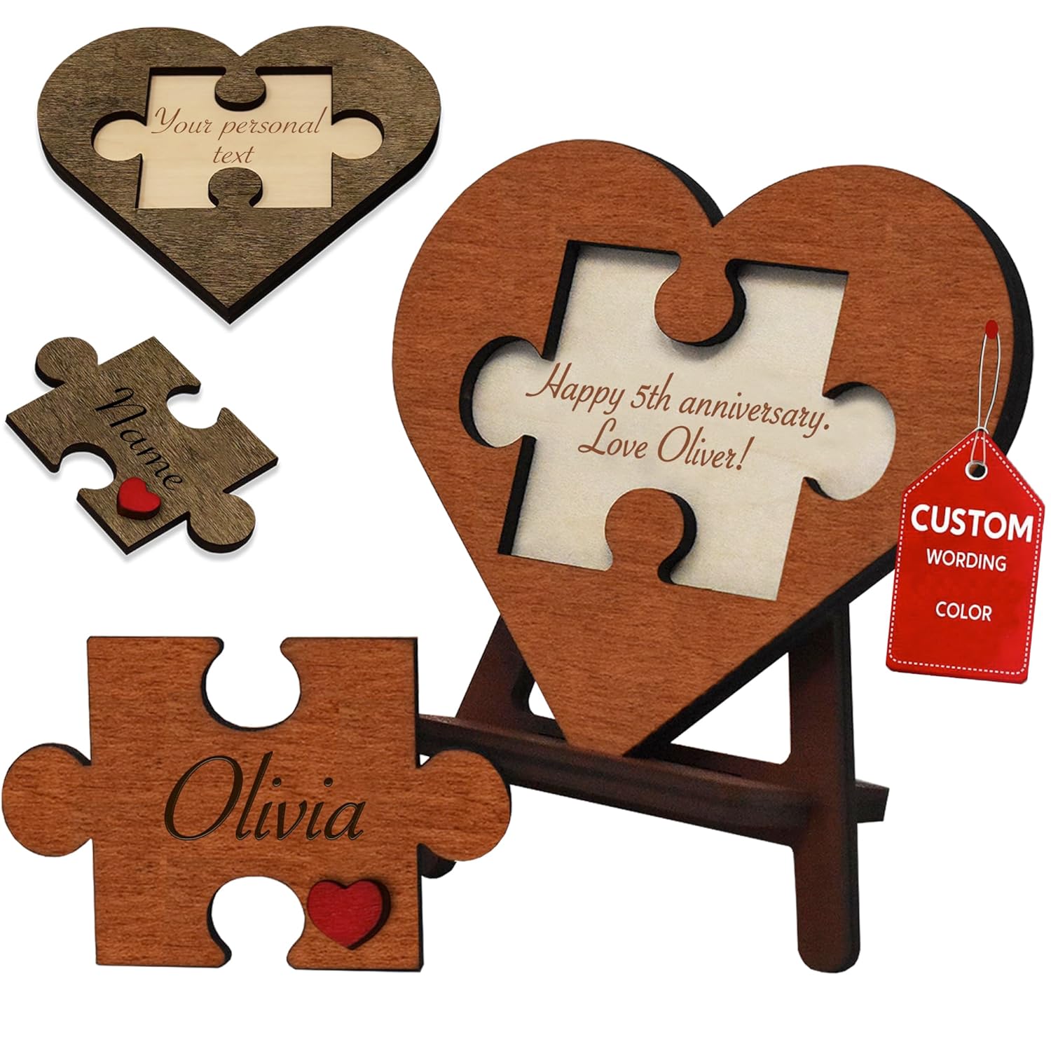 Personalized Love Keepsake Couple Jigsaw Puzzle Name Logo-Romantic Valentine's Day/ Anniversary Gift for Him Her