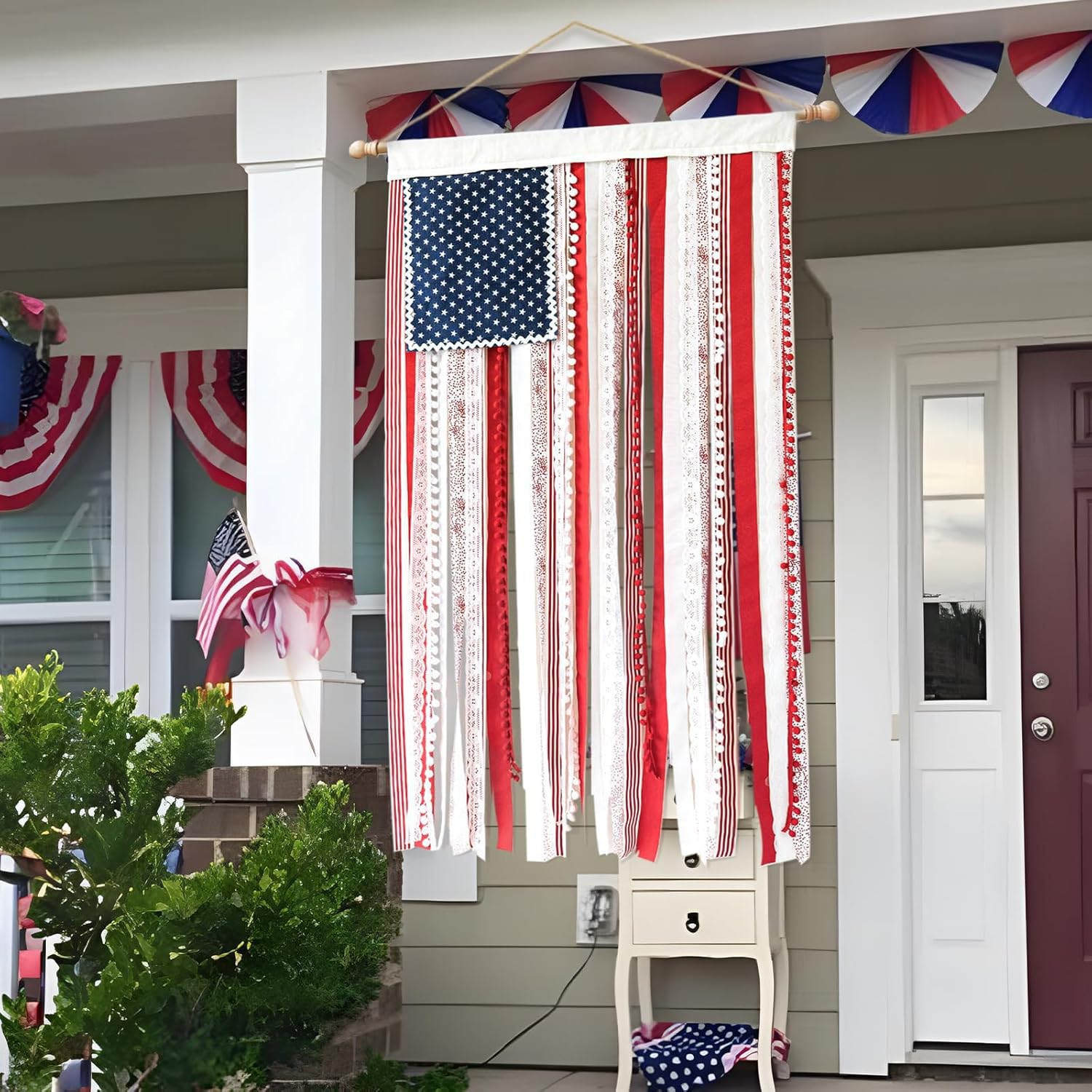 250th Anniversary Special Boho American Flag Tassel Wall Hanging, Patriotic 4th of July Decor (4 Styles)