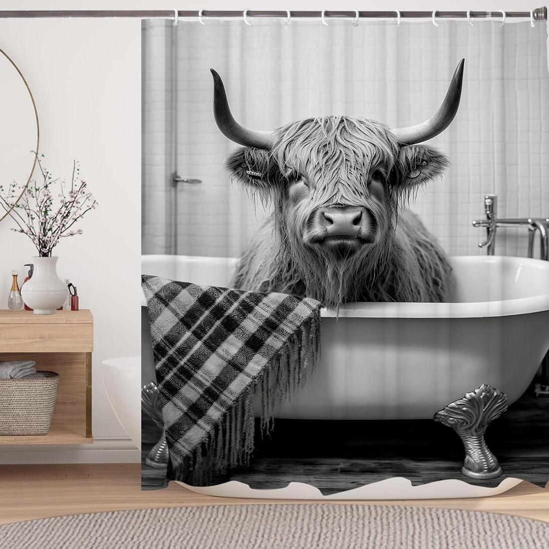 Fancy Humor Leo Animal on Toilet Shower Curtains Set