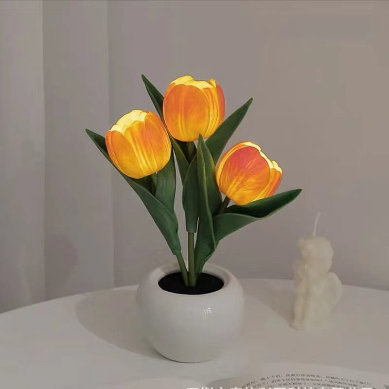 🌷LED Night Light – Tulip Design with Vase
