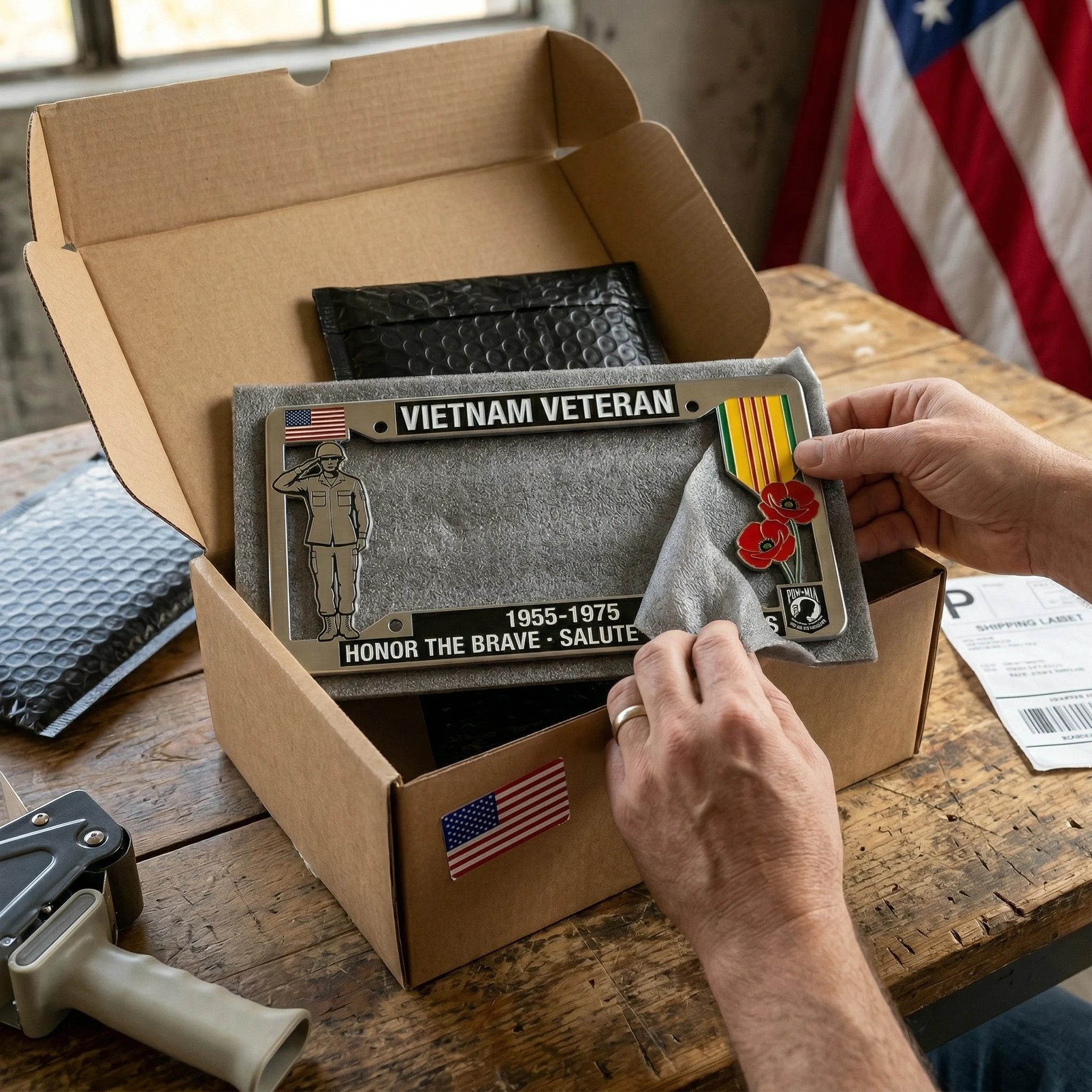 Vietnam Veteran Tribute License Plate Frame