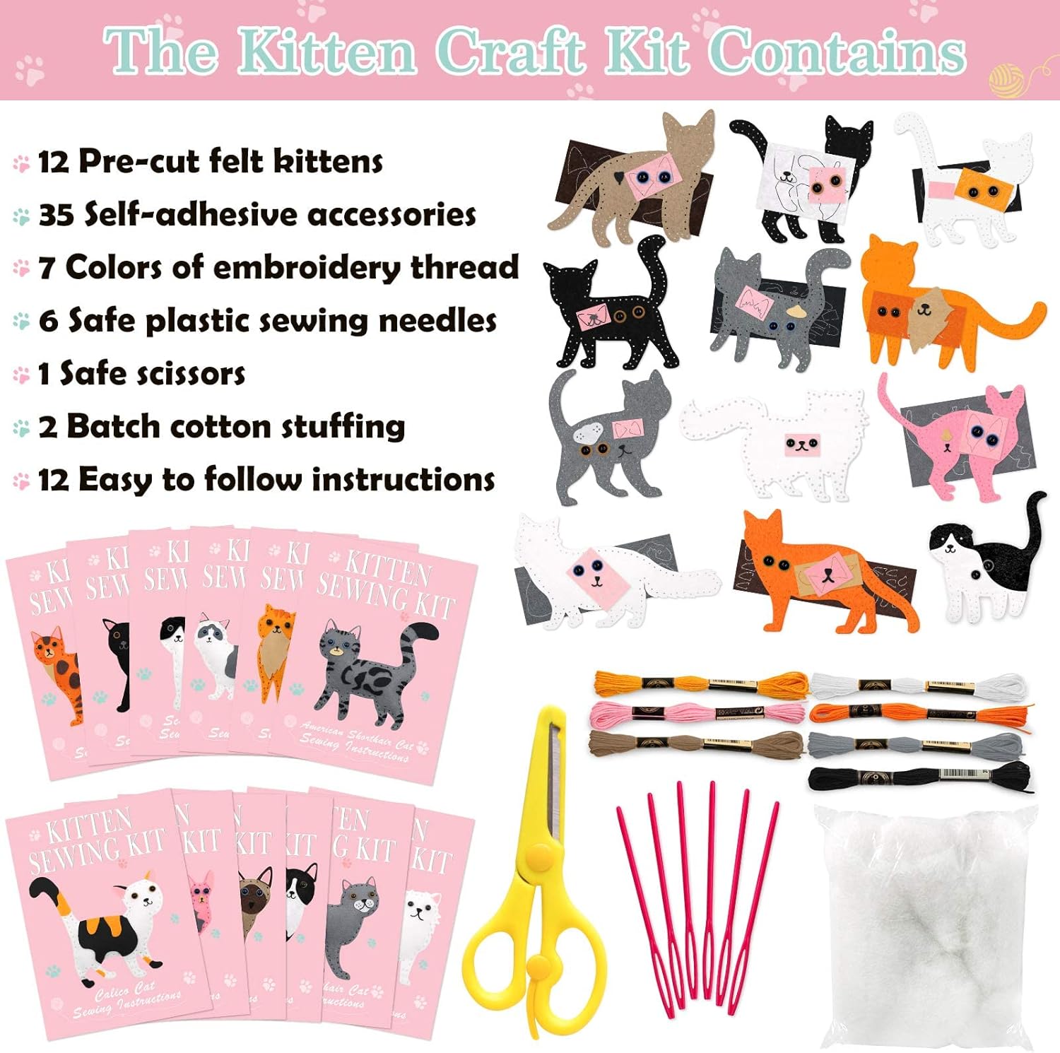 Kitten Craft Kit Kids DIY Crafting and Sewing Set
