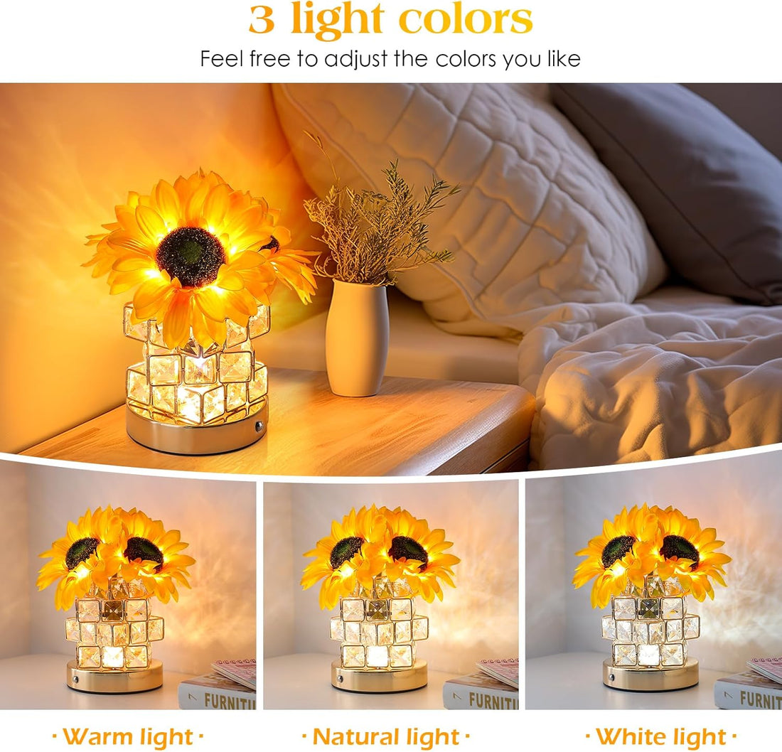 Sunflower Touch Table Lamp – Rechargeable Dimmable Gift for Women & Moms