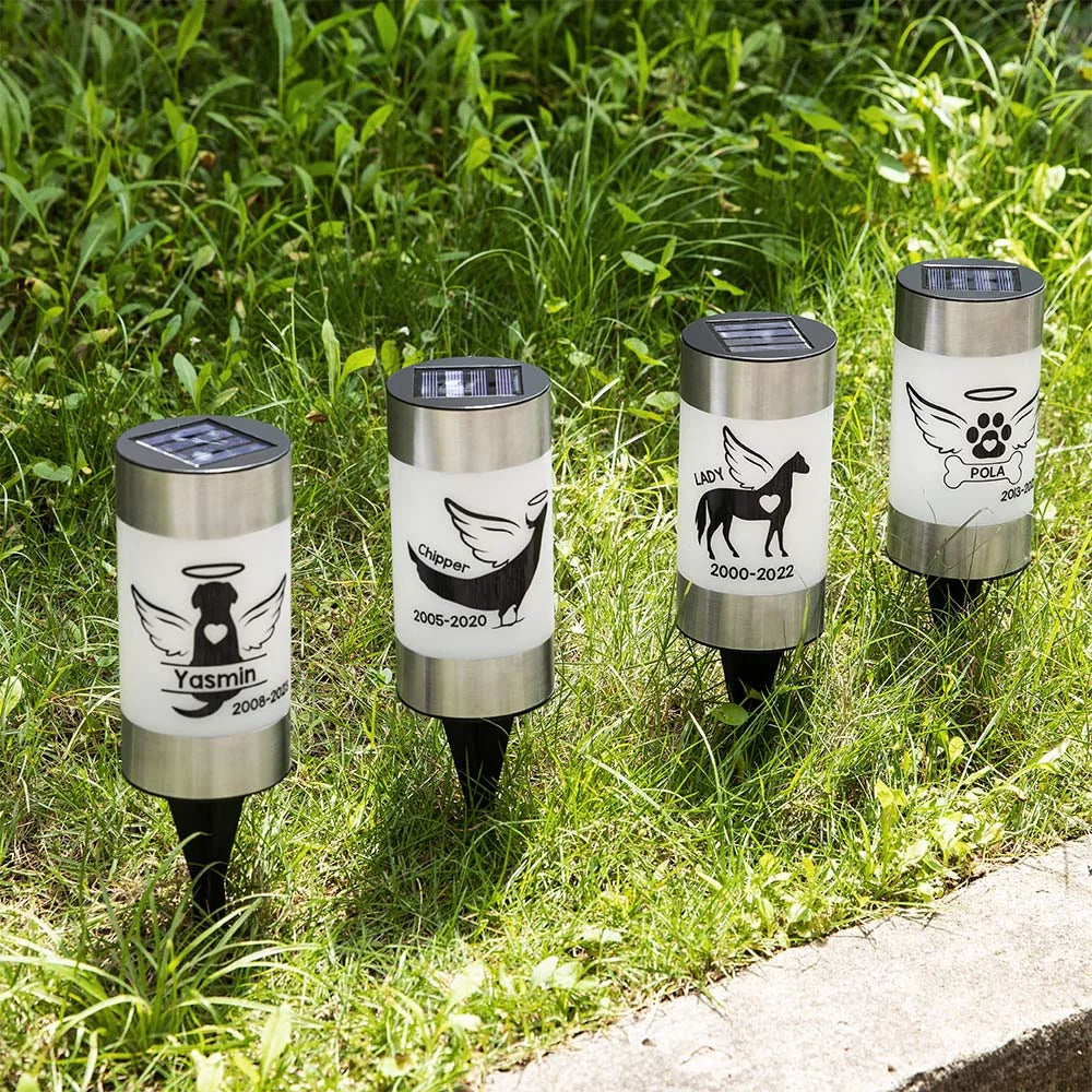 Personalized Pet Sympathy Memorial Gifts Dog Cat Loss Memorial Solar Lights with Name for Garden Pet Lovers