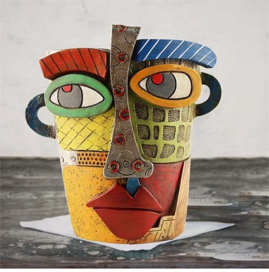Picasso Brutalist Abstract Beauty Face Flower Pot